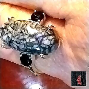 GORGEOUS, -🔥AUSTRALIAN PINOLITH, 📌TAHITIAN BLACK SPINEL.  STERLING RING.5,7& 8